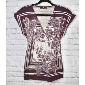 Floral Deep V-Neck Blouse